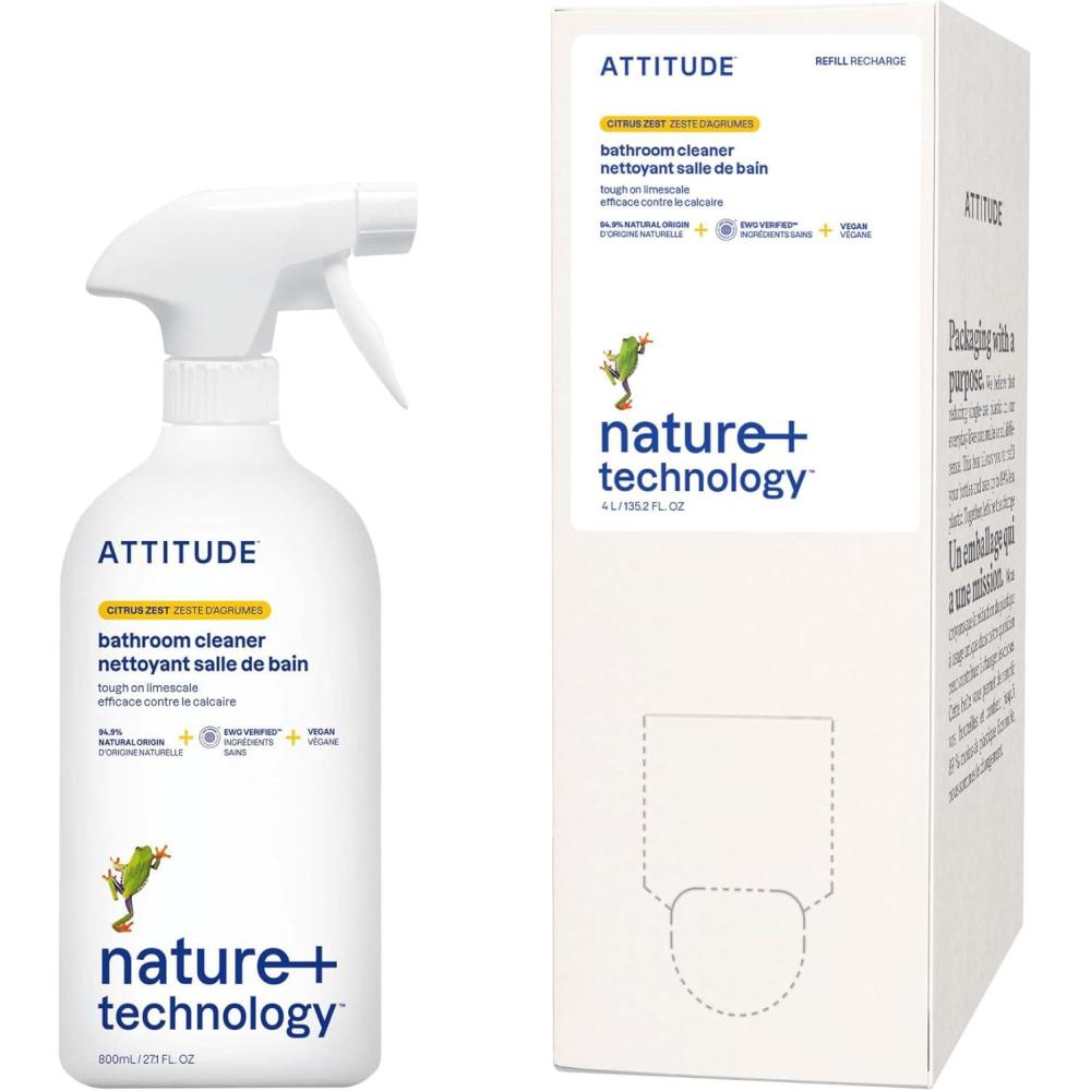 image:imageBundle of ATTITUDE Nature  Hypoallergenic All Purpose Bathroom Cleaner Citrus Zest 271 Fl Oz  Bulk Refill 13526 Fl Oz
