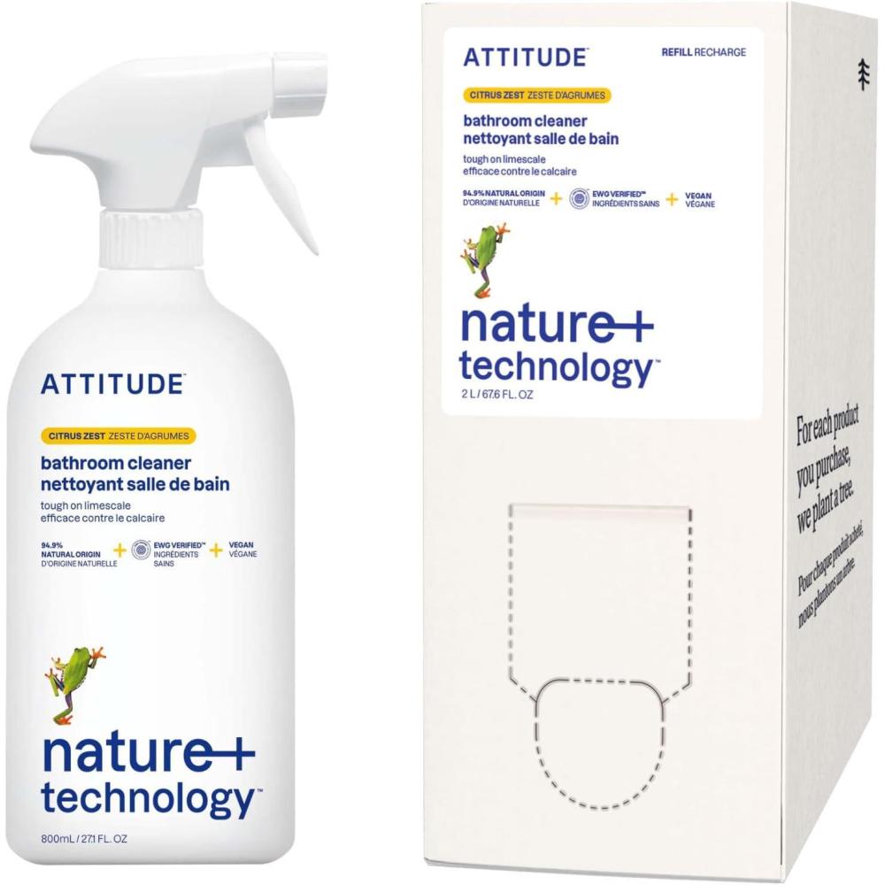 image:imageBundle of ATTITUDE Nature Hypoallergenic All Purpose Bathroom Cleaner Citrus Zest 271 Fl Oz Bulk Refill 676 Fl Oz