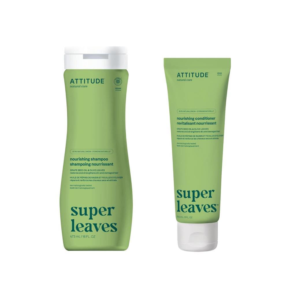 image:imageBundle of ATTITUDE Nourishing Hair Shampoo and Conditioner For Dry and Damaged Hair Naturally Derived Ingredients Vegan and Plant Based Grapeseed Oil and Olive Leaves