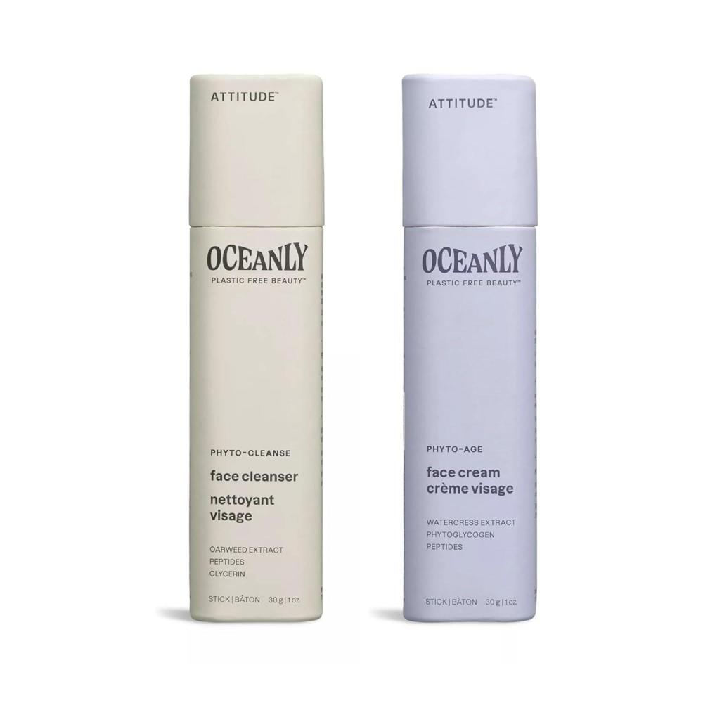 image:imageBundle of ATTITUDE Oceanly Face Cleanser Stick EWG Verified Plasticfree Plant amp MineralBased Vegan Beauty Products PHYTO CLEANSE Unscented 1 Oz  Face Cream Stick PHYTO AGE Unscented 1 Oz