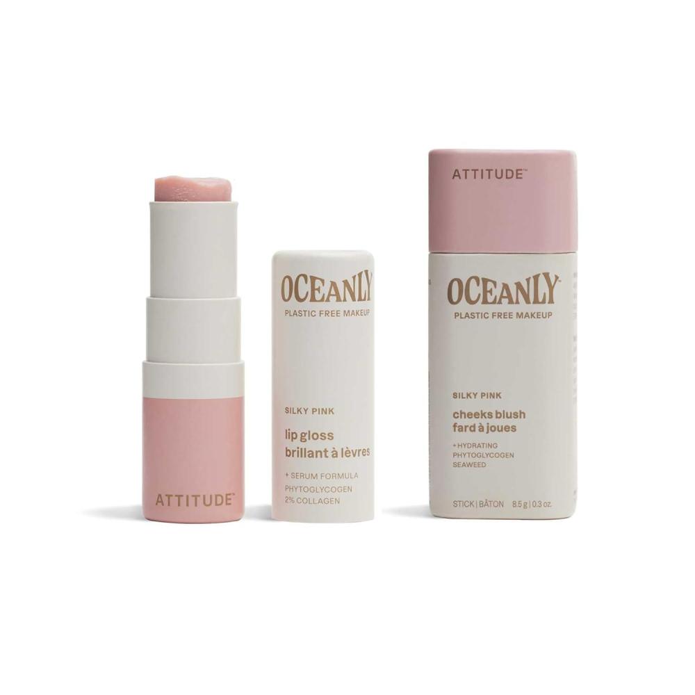 image:imageBundle of ATTITUDE Oceanly Lightweight Blush Stick Titanium DioxideFree EWG Verified PlasticFree Vegan amp Crueltyfree Makeup Silky Pink 03 Oz Sheer Lip Gloss Stick Silky Pink 012 Oz