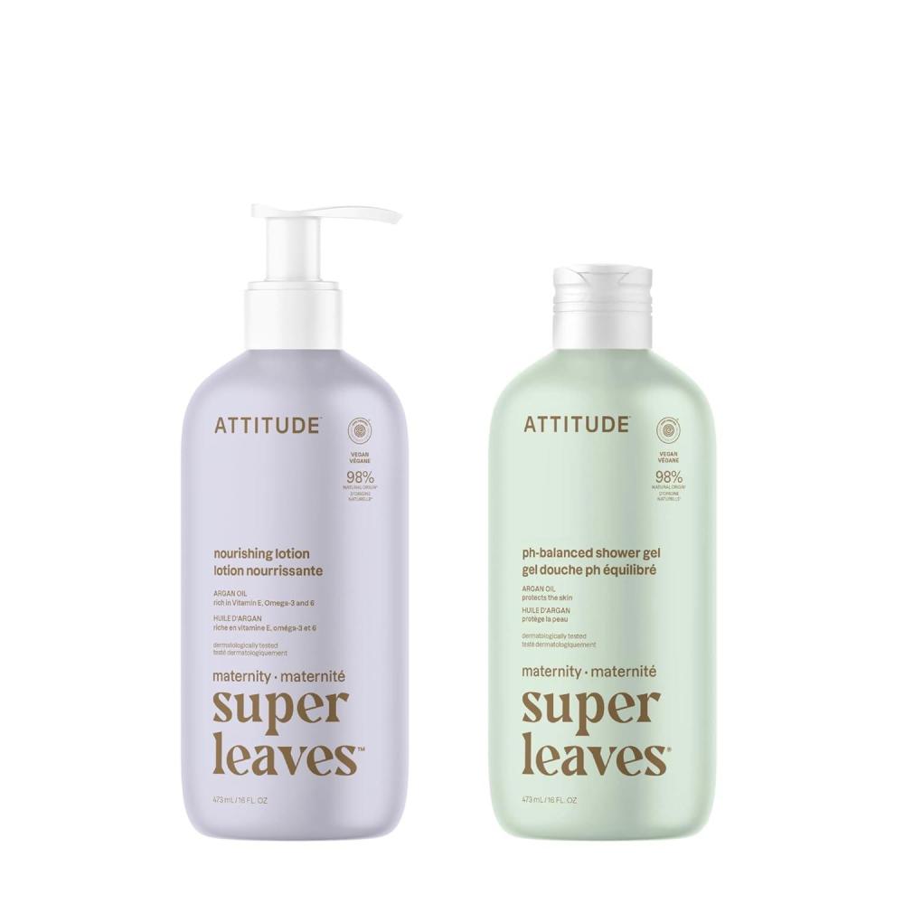 image:imageBundle of ATTITUDE Pregnancy pHBalanced Body Wash EWG Verified Dermatologically Tested Vegan Maternity Products Argan Leaf Extract 16 Fl Oz  Pregnancy Body Lotion Argan Oil 16 Fl Oz