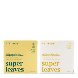ATTITUDE Clarifying Shampoo & Conditioner Bar Bundle, Natural Origin, for Greasy and Oily Hair, Vegan, Earl Grey & Fresh Cucumber, 2 Bars