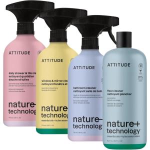 ATTITUDE Deep Clean Home Cleaning Kit – Bathroom, Tile, Floor, and Glass Surface Cleaners – Multi-Surface Cleaning Supplies for Whole Home – Streak-Free, EWG Verified Formula (4 Products)
