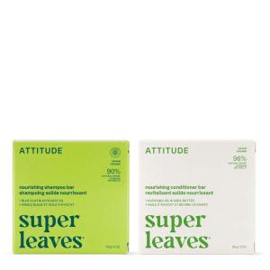 ATTITUDE Nourishing Shampoo & Conditioner Bar Bundle, Natural Origin, For Dry and Dull Hair, Vegan, Pear & Amber, 2 Bars