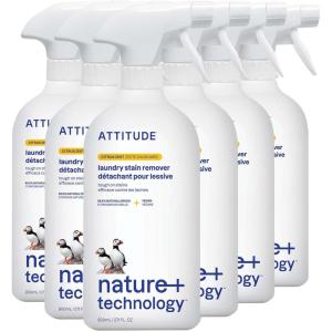 ATTITUDE Stain Remover Spray for Laundry, Removes Odors & Stains, Plant-Based & Vegan, Citrus Zest Scent, 27.1 Fl Oz(27.1 Fl Oz (Pack of 6))