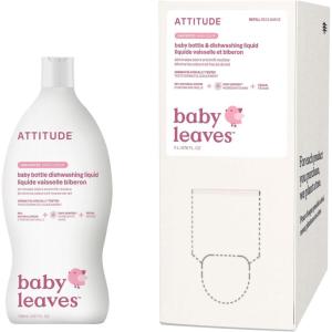 Bundle of ATTITUDE Baby Dish Soap, Plant-Based Dish Liquid, Extra Gentle on Sensitive Skin, Tough on Milk Residue & Grease on Bottles, Fragrance Free, 23.7 Fl Oz + Bulk Refill 67.6 Fl Oz