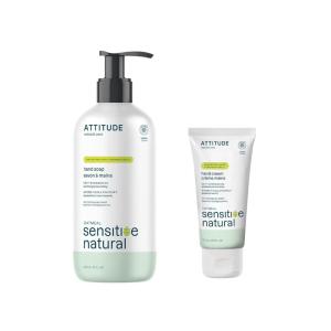 Bundle of ATTITUDE Hand Soap for Sensitive Skin with Oat and Avocado Oil, EWG Verified, Dermatologically Tested, Vegan, 16 Fl Oz + Hand Cream, 2.5 Fl Oz