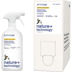 Bundle of ATTITUDE Kitchen All Purpose Cleaner, Multi-Surface Cleaner, Plant & Mineral-based Formula, Citrus Zest, 27.1 fl oz + Bulk Refill, 67.7 Fl Oz