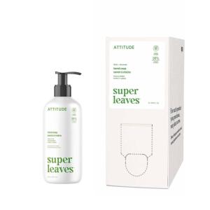 Bundle of ATTITUDE Liquid Hand Soap, EWG Verified, Plant and Mineral-Based, Vegan Personal Care Products, Olive Leaves, 16 Fl Oz + Bulk Refill, 67.6 Fl Oz