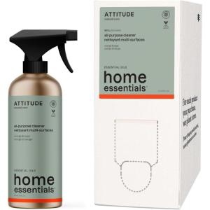 Bundle of ATTITUDE Multi-Purpose Cleaner, EWG Verified, Plant and Mineral-Based Ingredients, Vegan and Cruelty-free, Refillable Aluminum Bottle, Orange and Sage, 16 Fl Oz + Bulk Refill, 67.6 Fl Oz