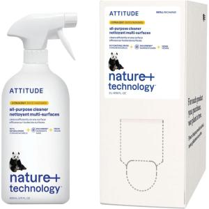Bundle of ATTITUDE Multipurpose Spray Cleaner, Efficient Multi-Surface Plant & Mineral-based Formula, Vegan and Cruelty-Free, Citrus Zest, 27.1 Fl Oz + Bulk Refill 67.6 Fl Oz