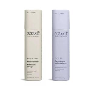 Bundle of ATTITUDE Oceanly Face Cleanser Stick, EWG Verified, Plastic-free, Plant & Mineral-Based, Vegan Beauty Products, PHYTO CLEANSE, Unscented, 1 Oz + Face Cream Stick, PHYTO AGE, Unscented, 1 Oz