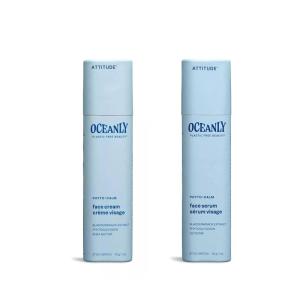 Bundle of ATTITUDE Oceanly Face Cream and Face Serum Stick, EWG Verified, Plastic-free, Plant and Mineral-Based Ingredients, Vegan and Cruelty-free Beauty Products, PHYTO CALM, Unscented, 1 Ounce