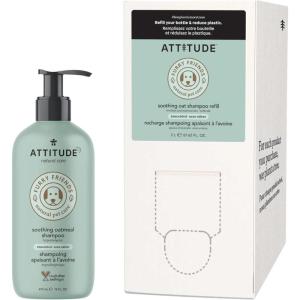 Bundle of ATTITUDE Soothing Oatmeal Shampoo for Cats & Dogs, Vegan and Cruelty-Free, Unscented, 16 Fl Oz + Bulk Refill, 67.62 Fl Oz