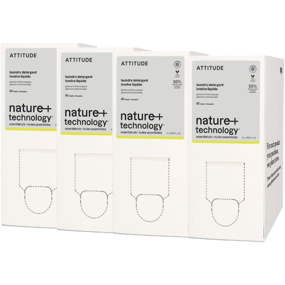 image:imageATTITUDE Laundry Detergent EWG Verified Plant and MineralBased Formula HE Compatible Vegan Household Products Geranium amp Lemongrass 80 Loads 676 Fl Oz Pack of 4