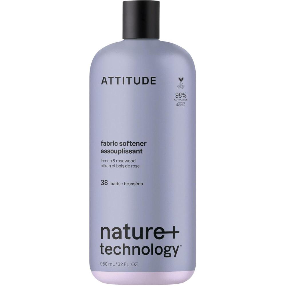 image:imageATTITUDE Liquid Fabric Softener Natural Origin Ingredients For White and Colored Clothing Deodorizes Gentle on Delicate skin Infused With Essential Oils Geranium amp Lemongrass 38 Loads 32 Fl OzLemon Rosewood