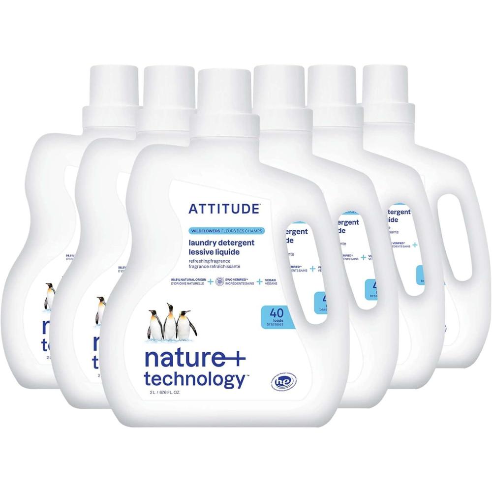image:imageATTITUDE Liquid Laundry Detergent EWG Verified Laundry Soap HE Compatible Vegan and Plant Based Products CrueltyFree Wildflowers 40 Loads 676 Fl Oz Pack of 6Aloe Vera
