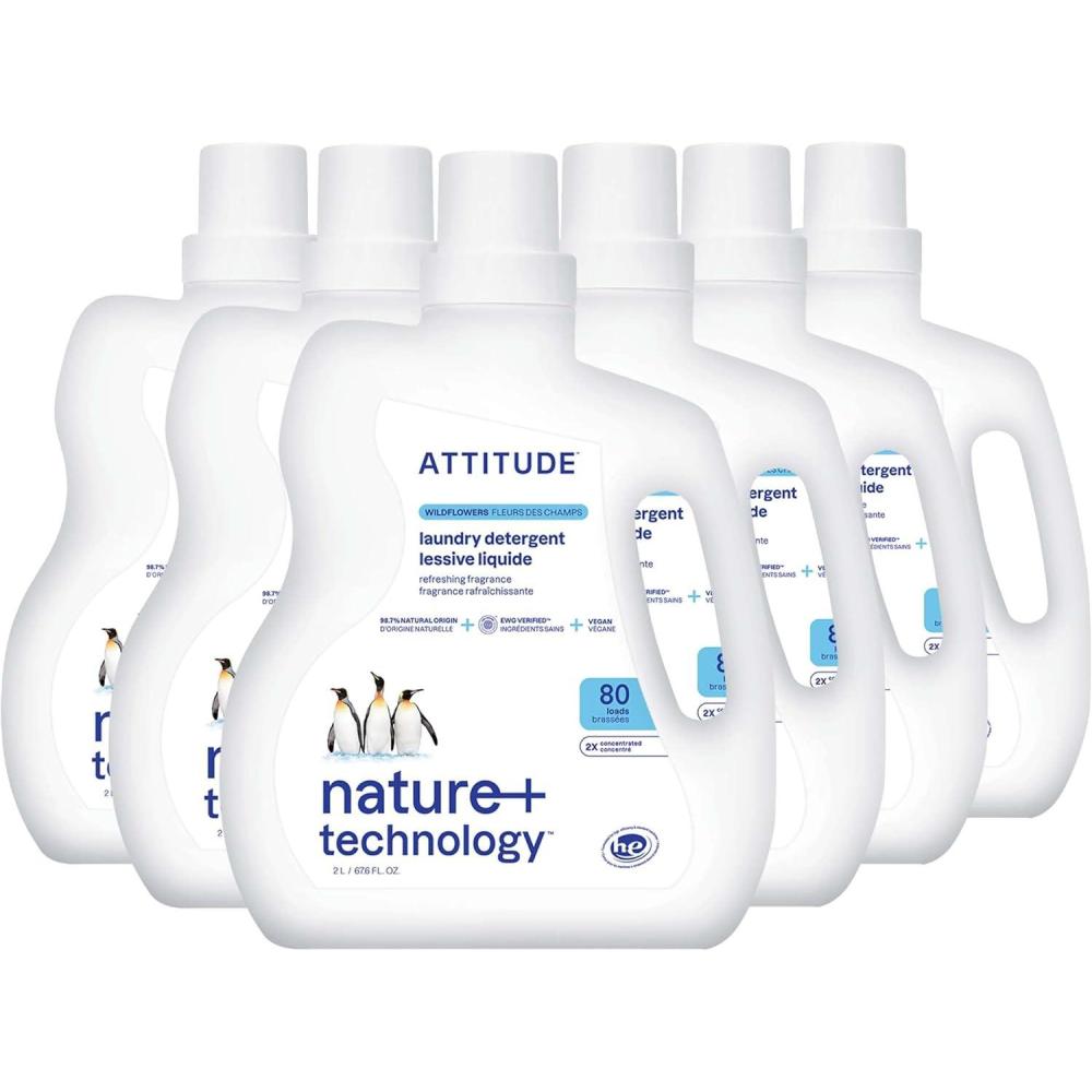 image:imageATTITUDE Liquid Laundry Detergent EWG Verified Laundry Soap HE Compatible Vegan and Plant Based Products CrueltyFree Wildflowers 40 Loads 676 Fl Oz Pack of 6Wildflower