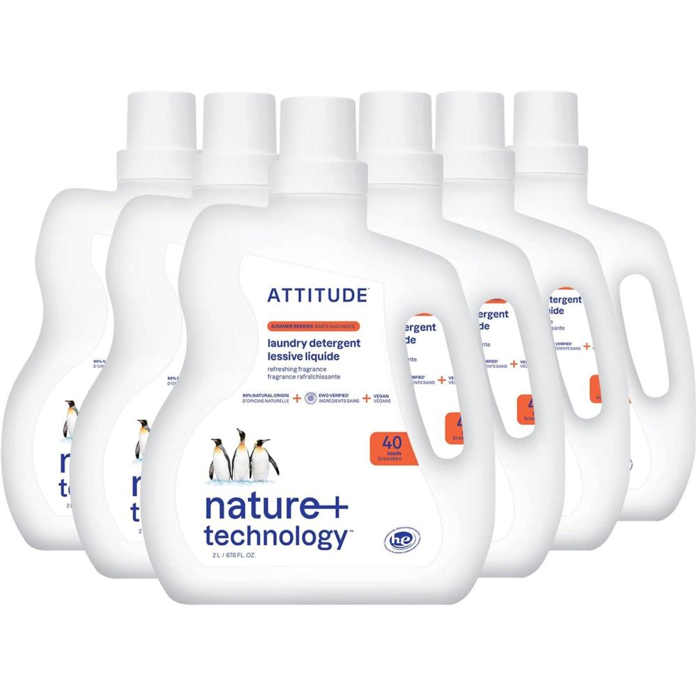 image:imageATTITUDE Liquid Laundry Detergent EWG Verified Laundry Soap HE Compatible Vegan and Plant Based Products CrueltyFree Wildflowers 40 Loads 676 Fl Oz Pack of 6Summer Berries