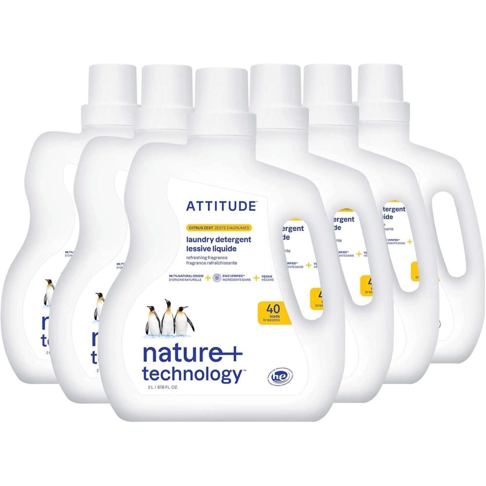 image:imageATTITUDE Liquid Laundry Detergent EWG Verified Laundry Soap HE Compatible Vegan and Plant Based Products CrueltyFree Wildflowers 40 Loads 676 Fl Oz Pack of 6Citrus Zest