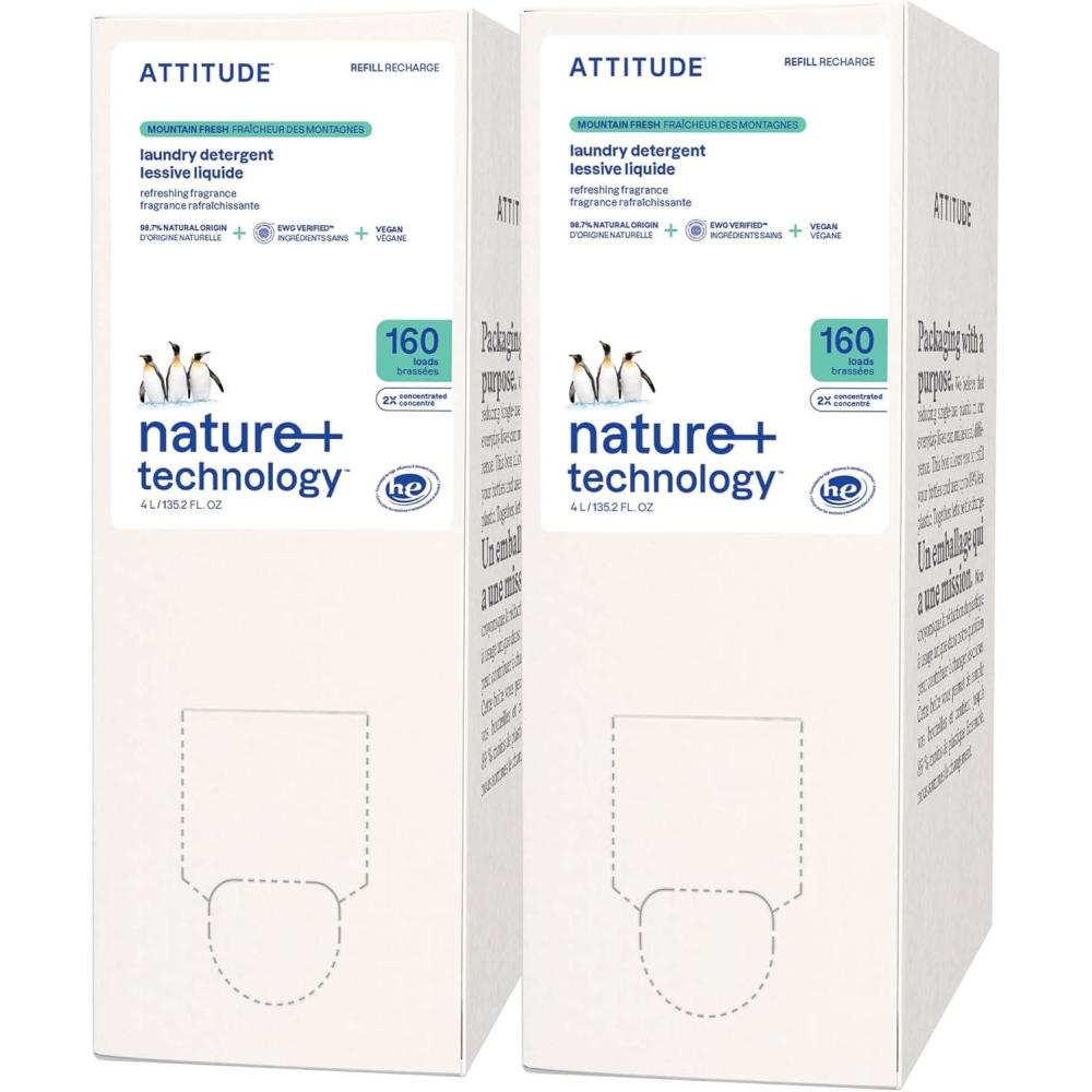 image:imageATTITUDE Liquid Laundry Detergent EWG Verified Laundry Soap HE Compatible Vegan and Plant Based Products CrueltyFree Wildflowers 40 Loads 676 Fl Oz Pack of 6Mountain Fresh