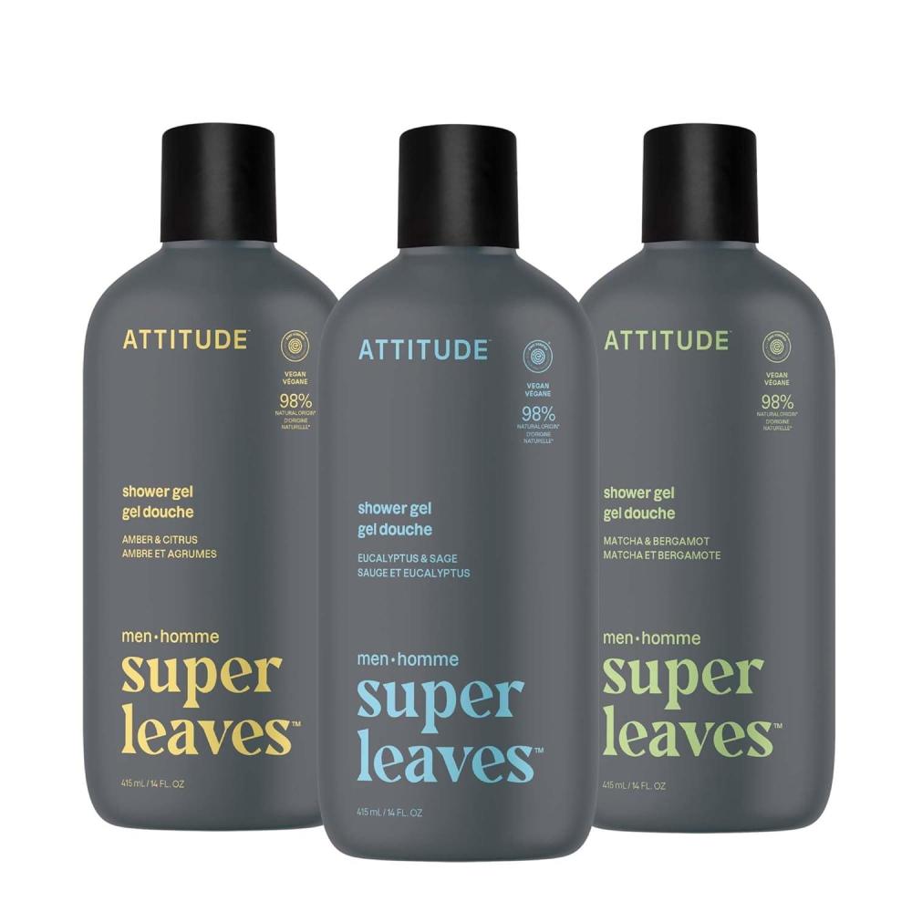 image:imageATTITUDE Shower Gel Trio for Men EWG Verified Body Wash with Natural Origin Ingredients Paraben amp Phthalate Free 3 Bottles of 14 Fl Oz