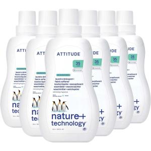 ATTITUDE 2-in-1 Laundry Detergent & Fabric Softener, Plant- & Mineral-Based, HE Compatible, Vegan, Mountain Essentials, 35 Loads, 35.5 Fl Oz (Pack of 6)(35.5 Fl Oz (Pack of 6))