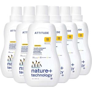ATTITUDE Liquid Laundry Detergent, EWG Verified, HE Compatible, Plant-Based & Vegan, Natural Laundry Soap, Citrus Zest Scent, 35 Loads, 35.5 Fl Oz (Pack of 6)