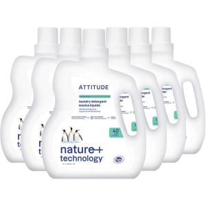 ATTITUDE Liquid Laundry Detergent, EWG Verified Laundry Soap, HE Compatible, Vegan and Plant Based Products, Cruelty-Free, Mountain Fresh, 40 Loads, 67.6 Fl Oz (Pack of 6)