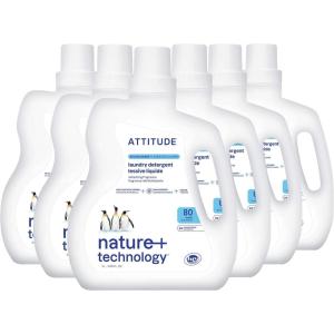 ATTITUDE Liquid Laundry Detergent, EWG Verified Laundry Soap, HE Compatible, Vegan and Plant Based Products, Cruelty-Free, Wildflowers, 40 Loads, 67.6 Fl Oz (Pack of 6)(Wildflower)