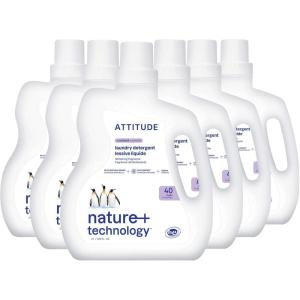 ATTITUDE Liquid Laundry Detergent, EWG Verified Laundry Soap, HE Compatible, Vegan and Plant Based Products, Cruelty-Free, Wildflowers, 40 Loads, 67.6 Fl Oz (Pack of 6)(Lavender)
