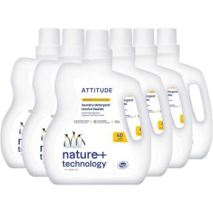 ATTITUDE Liquid Laundry Detergent, EWG Verified Laundry Soap, HE Compatible, Vegan and Plant Based Products, Cruelty-Free, Wildflowers, 40 Loads, 67.6 Fl Oz (Pack of 6)(Citrus Zest)
