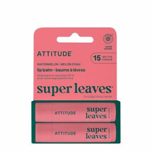 ATTITUDE SPF 15 Lip Balm Duo, Mineral Sunscreen with Non-Nano Zinc Oxide, EWG Verified, Broad Spectrum UVA/UVB Protection, Moisturizing Lip Care, Vegan, Unscented, 0.14 Oz (Pack of 2)(Watermelon)
