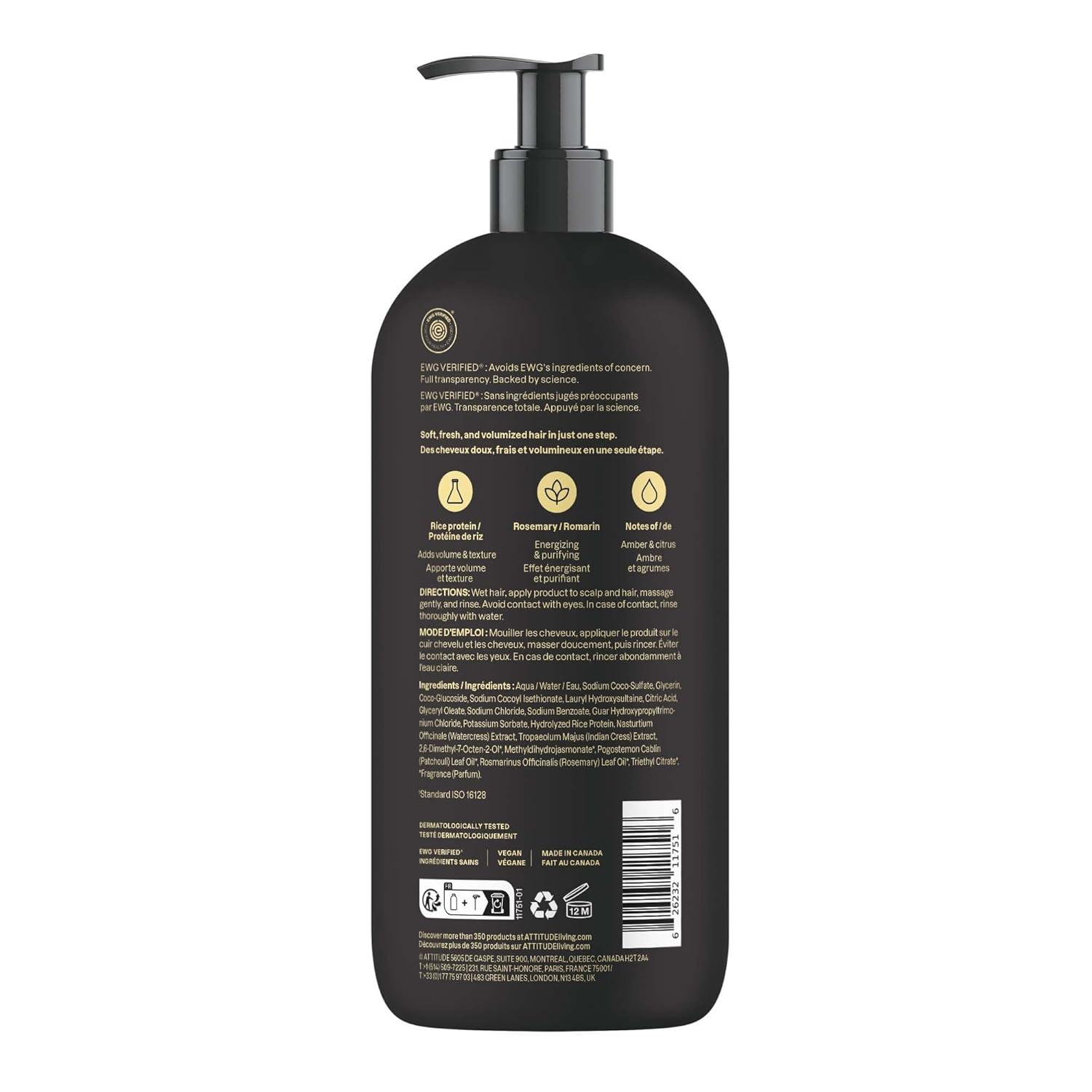 image:imageATTITUDE Mens Shampoo and Conditioner 2in1 Volumizing for Thin Hair With Rosemary and Rice Protein 97 Natural Origin Ingredients EWG Verified Amber amp Citrus 32 Fl OzAmber Citrus