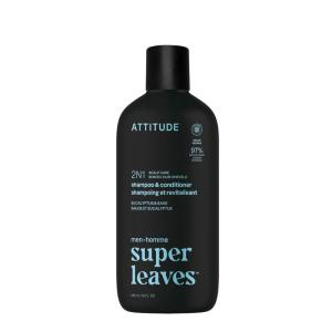 ATTITUDE Men’s Shampoo and Conditioner 2-in-1, Volumizing for Thin Hair, With Rosemary and Rice Protein, 97% Natural Origin Ingredients, EWG Verified, Amber & Citrus, 32 Fl Oz(Eucalyptus & Sage)