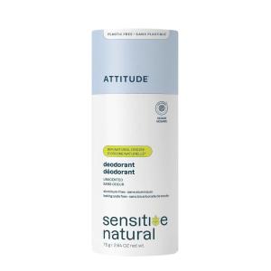 ATTITUDE Sensitive Skin Deodorant, Aluminum Free Deodorant for Women & Men with Oat Extract, Baking Soda Free, Gentle Odor Protection, Vegan, Fragrance Free, Unscented, 2.64 Oz