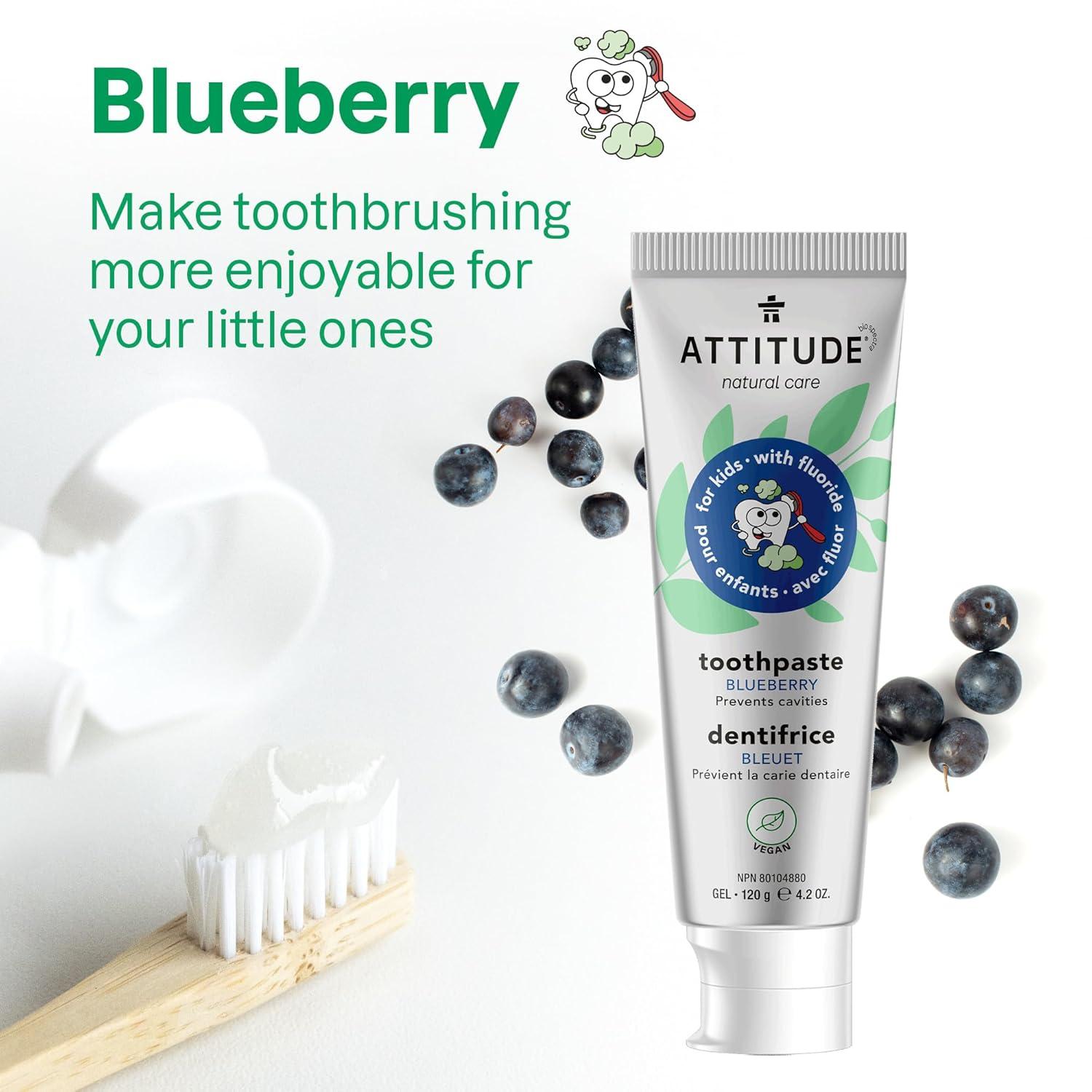 image:imageBundle of ATTITUDE 3 Toothpastes with Fluoride for Kids Prevents Tooth Decay and Cavities Vegan 402 Oz Blueberry Watermelon Mango