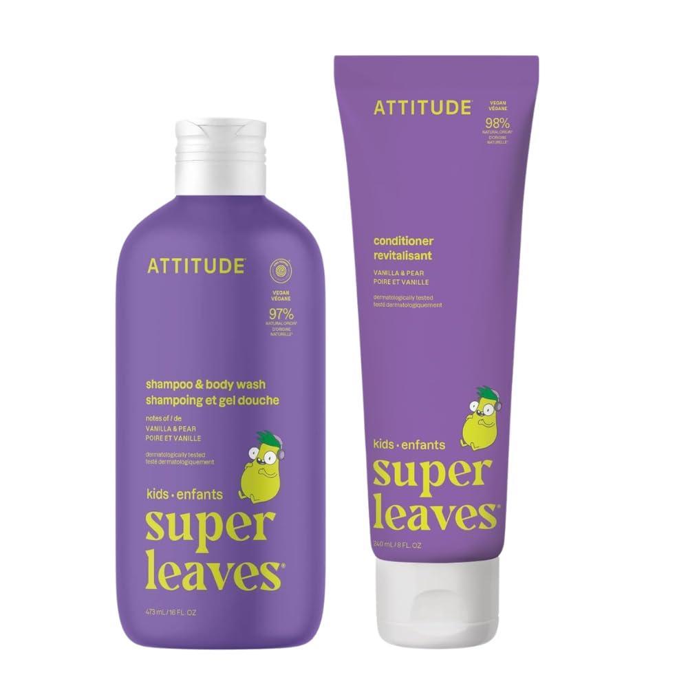 image:imageATTITUDE Kids Shampoo Body Wash amp Conditioner Bundle Set of 2 Vanilla amp Pear Vegan PlantBased Dermatologically Tested