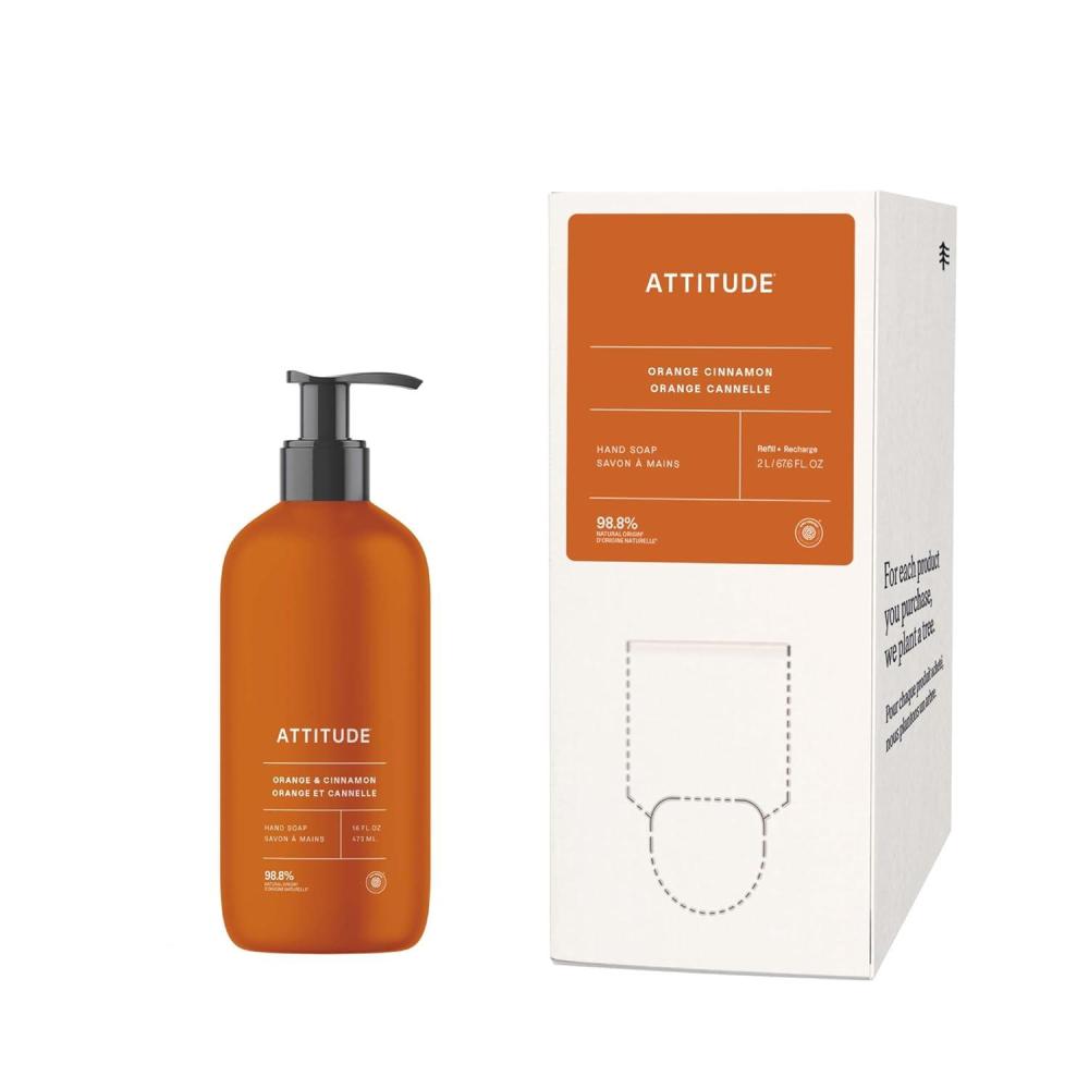 image:imageATTITUDE Liquid Hand Soap  Bulk Refill Bundle Orange Cinnamon EWG Verified Plant Based Vegan 16 Fl Oz  676 Fl Oz