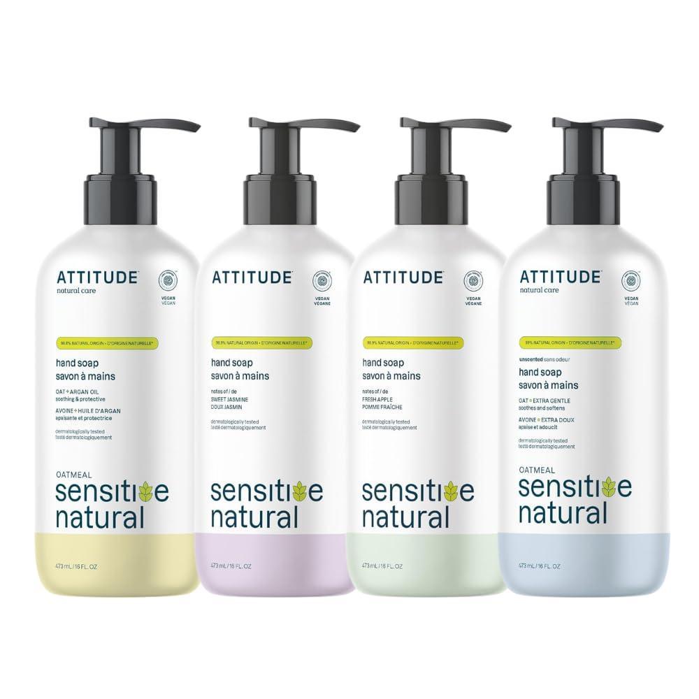 image:imageBundle of ATTITUDE 4 Liquid Hands Soaps for Sensitive Skin Enriched with Oat EWG Verified Plant and MineralBased Ingredients Vegan Personal Care Product 16 Fl Oz