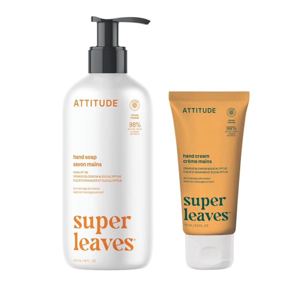 image:imageBundle of ATTITUDE Hand Cream EWG Verified Plant and MineralBased Vegan Personal Care Products Orange Leaves 25 Fl Oz  Liquid Hand Soap Orange Leaves 16 Fl Oz