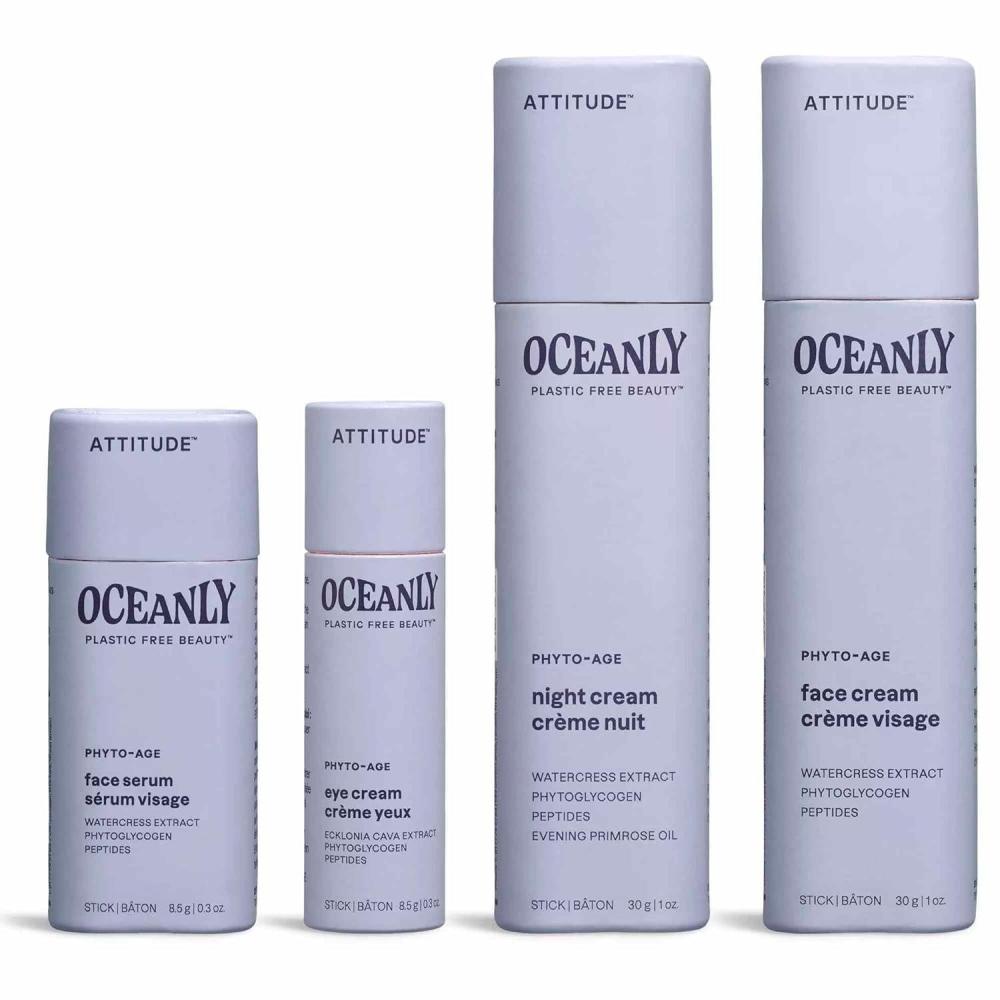 image:imageBundle of ATTITUDE Oceanly Face Cream Serum Eye Cream and Night Cream Stick EWG Verified PlasticFree Plant and MineralBased Ingredients Vegan PHYTO AGE Unscented