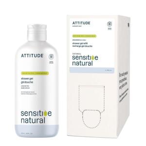 ATTITUDE Body Wash Bundle, Sensitive Skin, Unscented, Bottle & Bulk Refill, EWG Verified, Vegan, Enriched with Oat, Dermatologically Tested
