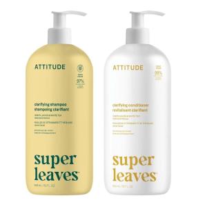 ATTITUDE Clarifying Shampoo & Conditioner Bundle, Set of 2, Lemon Leaves & White Tea, Vegan, Plant-Based, Restores Shine