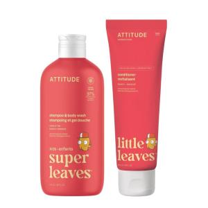 ATTITUDE Kids Shampoo, Body Wash & Conditioner Bundle, Set of 2, Mango, Vegan, Plant-Based, Dermatologically Tested