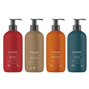 ATTITUDE Seasonal Liquid Hand Soap Bundle, Set of 4, Apple & Spices, Vanilla Caramel, Orange Cinnamon & Pine & Sage, EWG Verified
