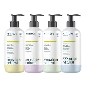 Bundle of ATTITUDE 4 Liquid Hands Soaps for Sensitive Skin Enriched with Oat, EWG Verified, Plant and Mineral-Based Ingredients, Vegan Personal Care Product, 16 Fl Oz