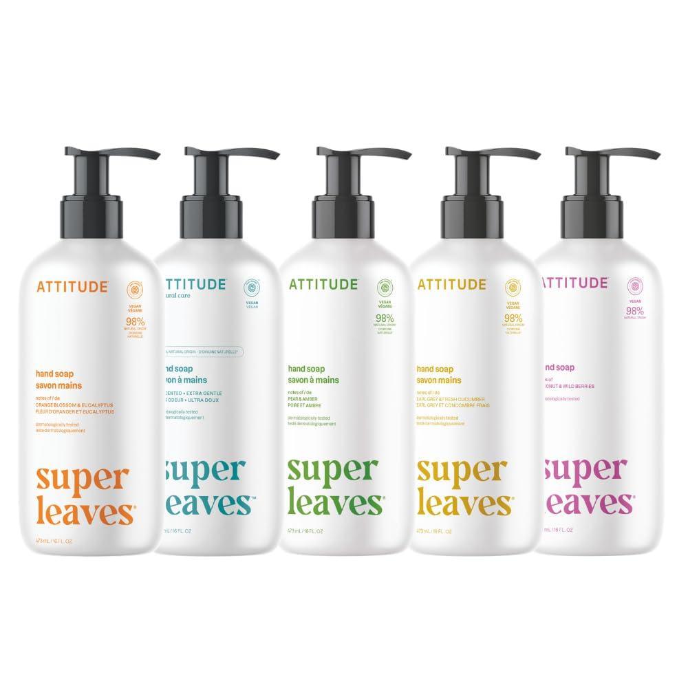image:imageATTITUDE Liquid Hand Soap Bundle Set of 5 Assorted Scents EWG Verified Vegan Plant and MineralBased 16 Fl Oz Each