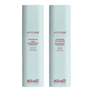 ATTITUDE Double Cleanse Bundle, Set of 2, Cleansing Oil & Cleansing Gel, Squalane, Niacinamide & Betaine, EWG Verified, Vegan, Unscented